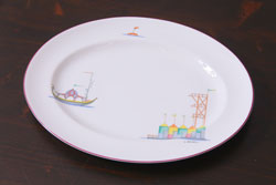 イタリア　Richard Ginori(リチャードジノリ)　船のマーク　オーバルプレート(大皿、洋食器)(R-036831)