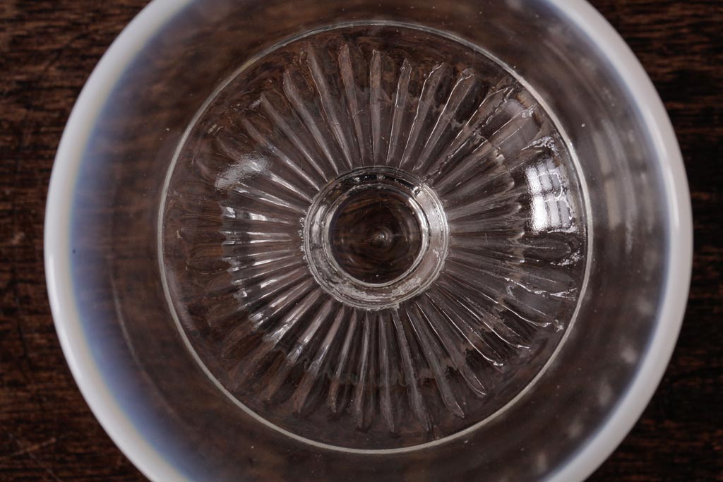 レトロ雑貨　昭和レトロ　コレクションにもぴったりなプレスガラスの乳白暈し氷コップ3個セット(プレスガラス)(R-036838)