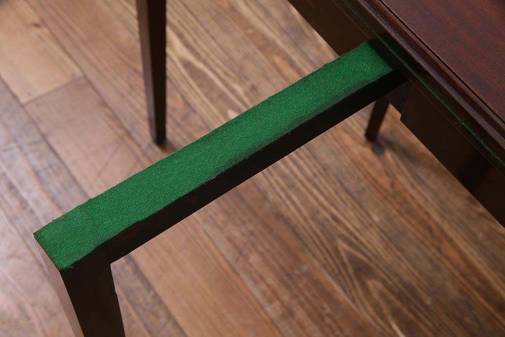 アンティーク家具　英国イギリスアンティーク　マホガニー材　ラウンド型のカードテーブル(コンソールテーブル、エクステンションテーブル)(R-036853)
