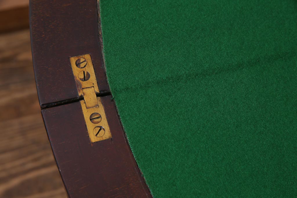 アンティーク家具　英国イギリスアンティーク　マホガニー材　ラウンド型のカードテーブル(コンソールテーブル、エクステンションテーブル)(R-036853)