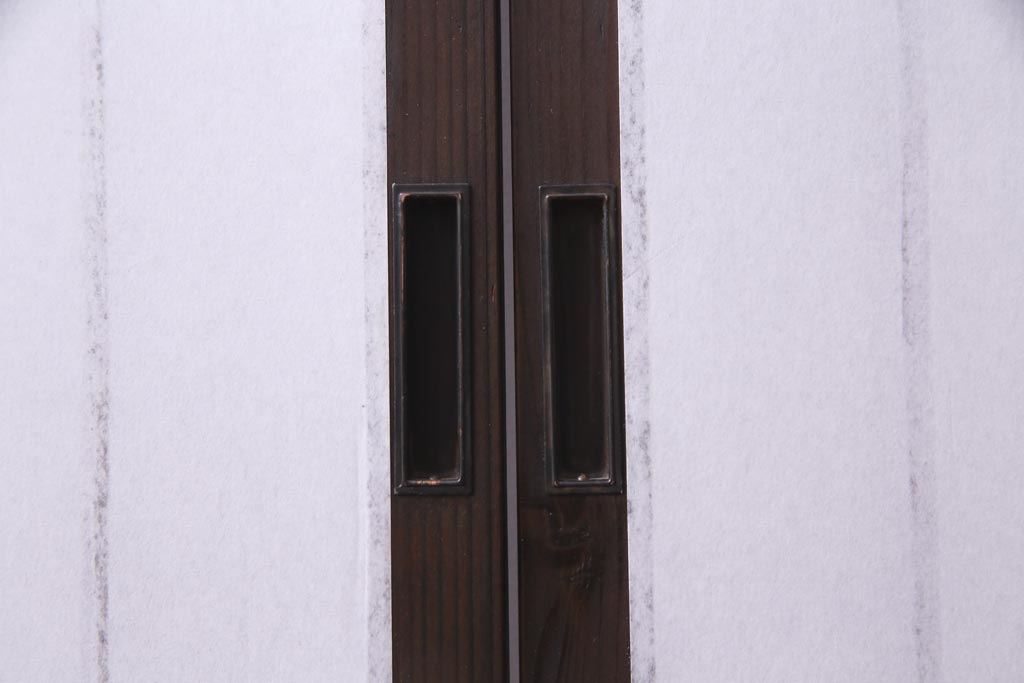 アンティーク建具　ダイヤガラスと障子を組み合わせたレトロな格子戸2枚セット(窓、建具)(R-036863)