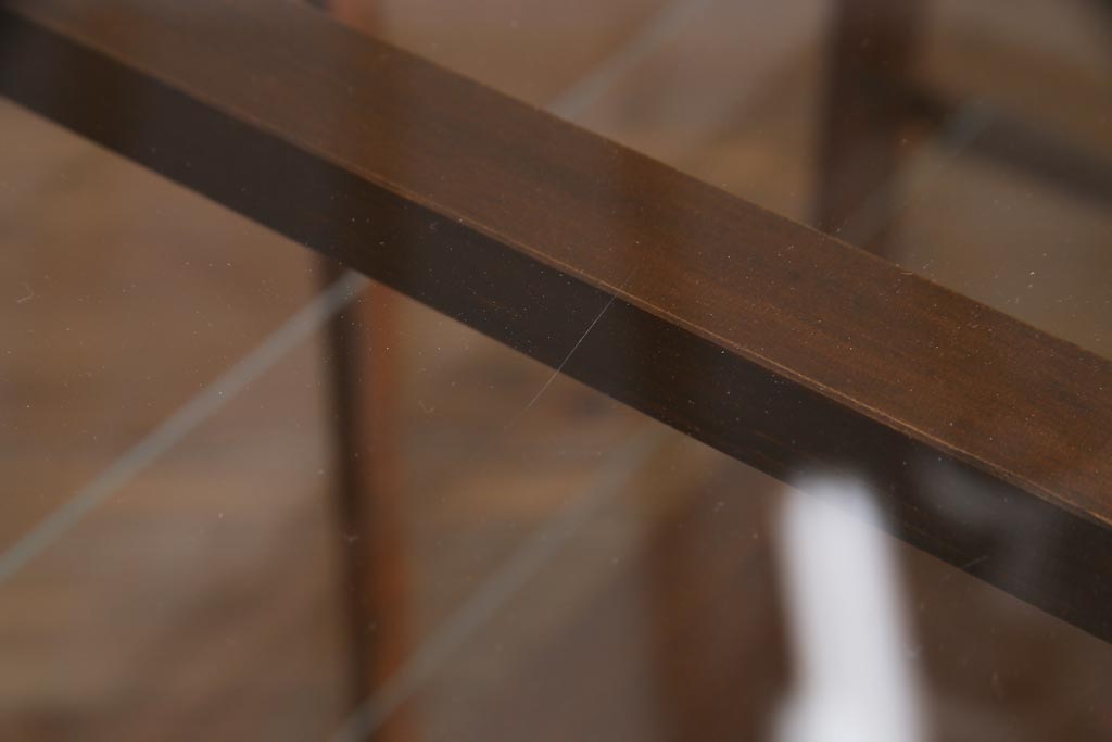 レトロ家具　ヒノキ材　シンプルな引き出し付きガラスケース(ショーケース、陳列棚)(R-036875)