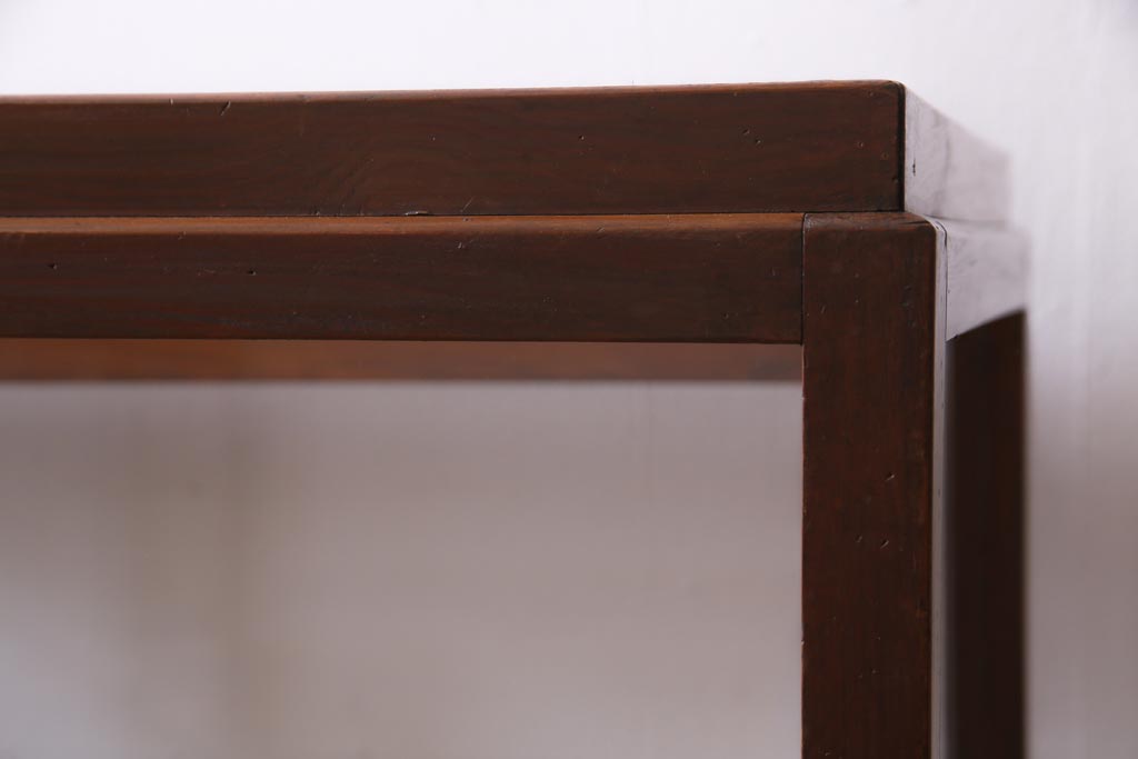 レトロ家具　ヒノキ材　シンプルな引き出し付きガラスケース(ショーケース、陳列棚)(R-036875)