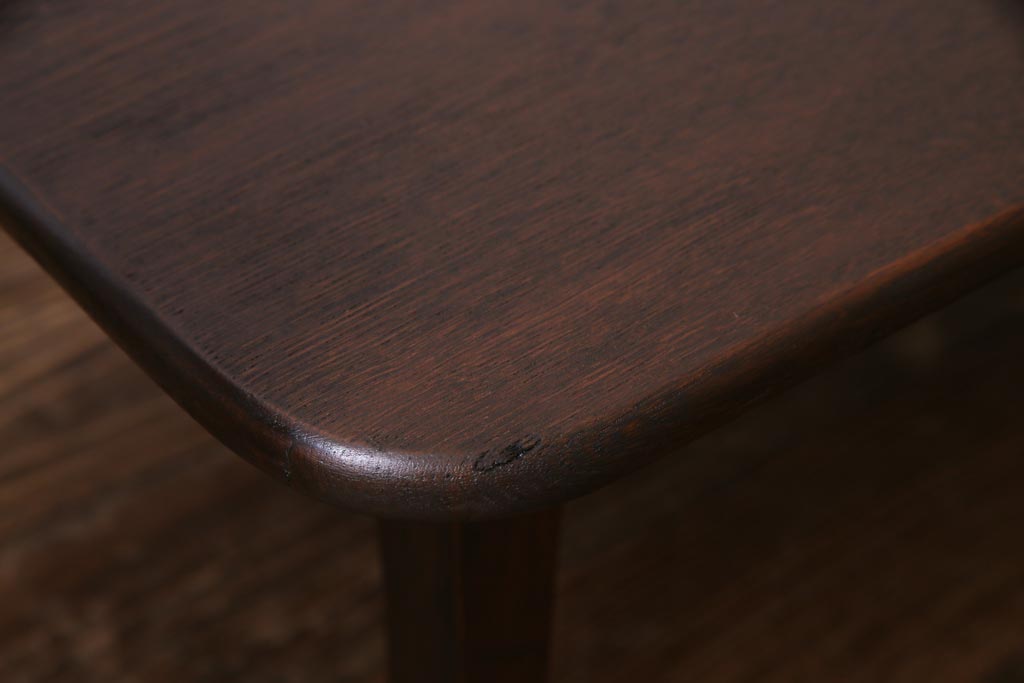 昭和レトロ家具　栓材一枚板　懐かしさ漂う角ちゃぶ台(座卓、ローテーブル)(R-036933)