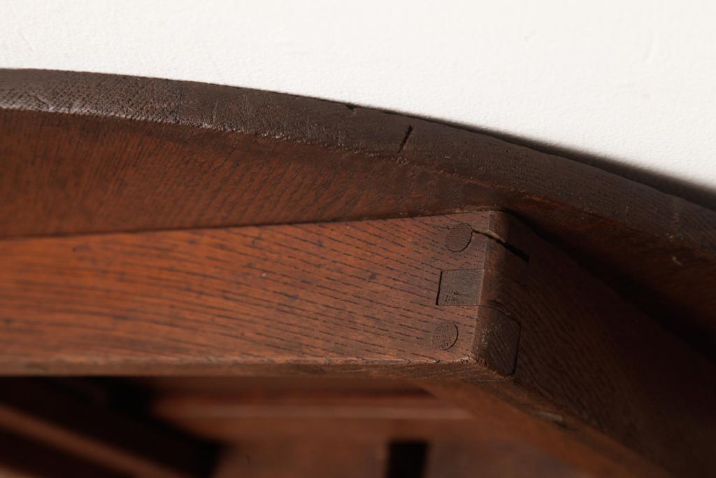 昭和レトロ家具　栓材　懐かしさ漂う丸ちゃぶ台(ローテーブル)(R-036970)