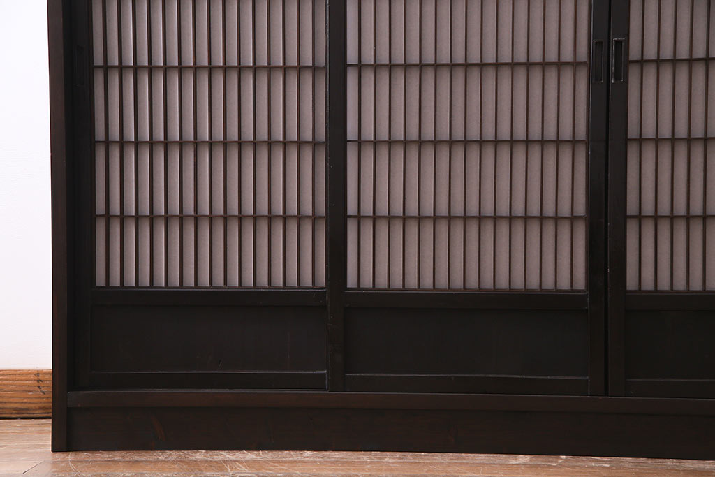 ラフジュ工房オリジナル　アンティーク建具リメイク　格子が美しい和風キャビネット(組子、書院戸、収納棚、戸棚)(R-036972)