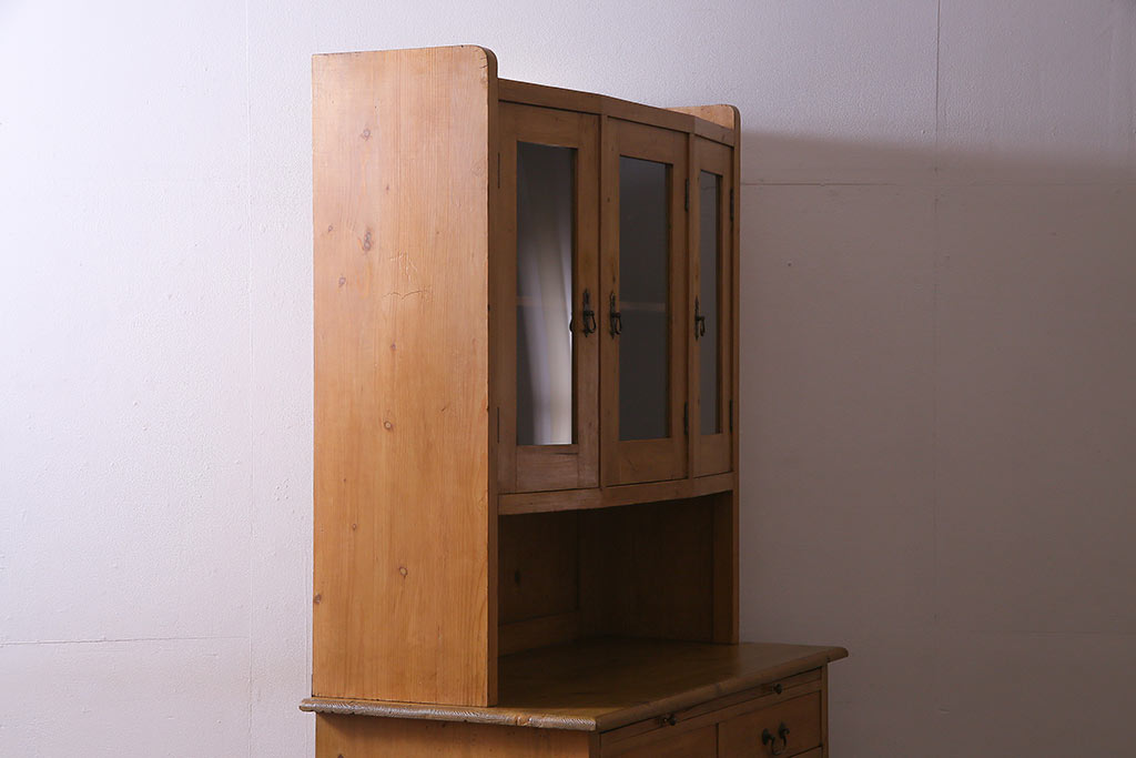 アンティーク家具　フランスアンティーク　パイン材　キッチンキャビネット(収納棚、食器棚)(R-036982)