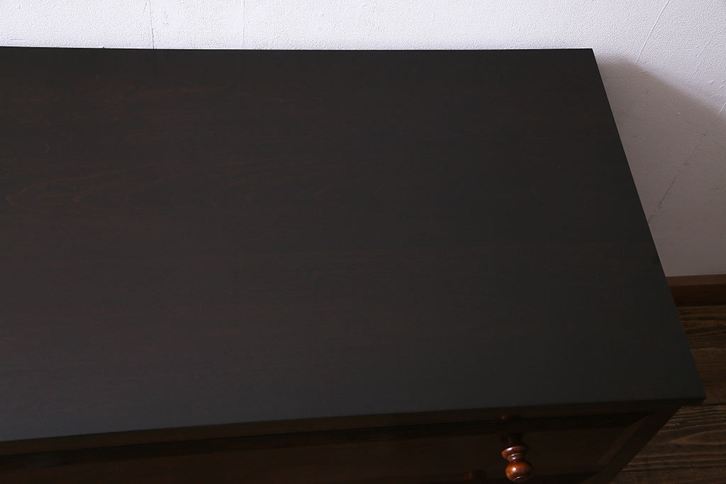 中古　当店リメイク　松本民芸家具　シンプルでシックなローボード(ローチェスト、引き出し)(R-036983)