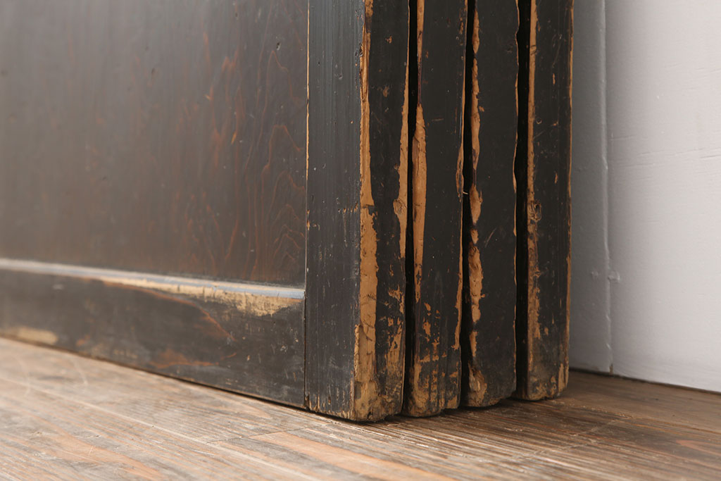 アンティーク建具　杉材一枚板　シンプルな板戸4枚セット(帯戸、引き戸)(R-037006)
