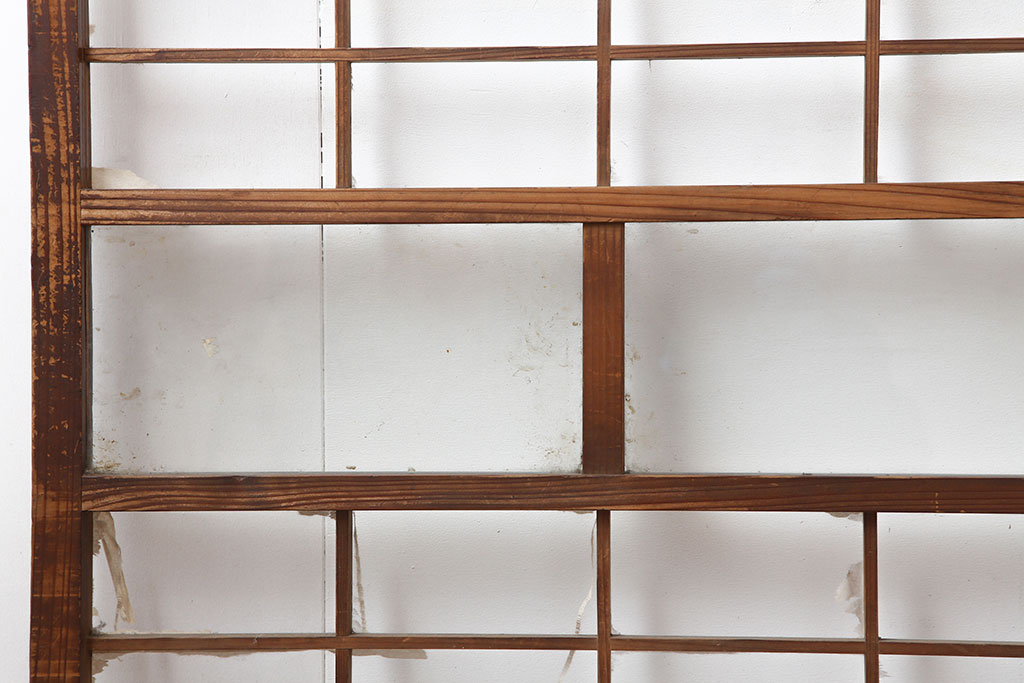 アンティーク建具　昭和初期　シンプルな障子戸3枚セット(ガラス帯戸、引き戸)(R-037014)