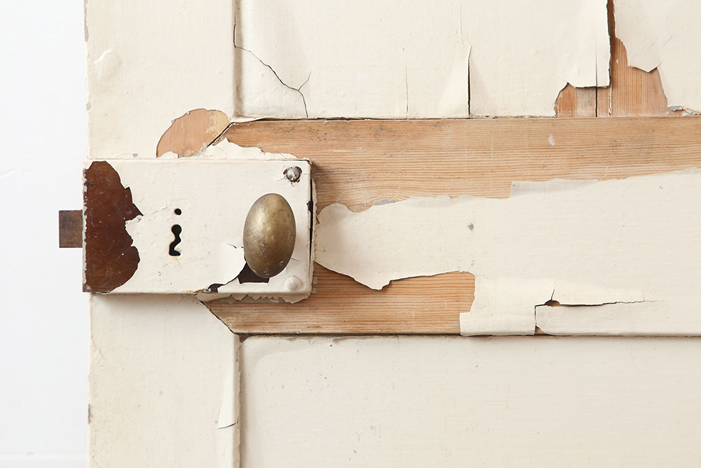 アンティーク建具　フランスアンティーク　ホワイトペイントのシャビーな木製ドア(扉、建具)(R-037019)