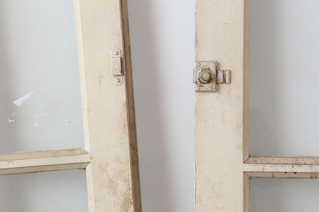 アンティーク建具　フランスアンティーク　両開き　シャビーシックなお部屋づくりにおすすめな親子ドア(扉、ガラスドア)(R-037024)