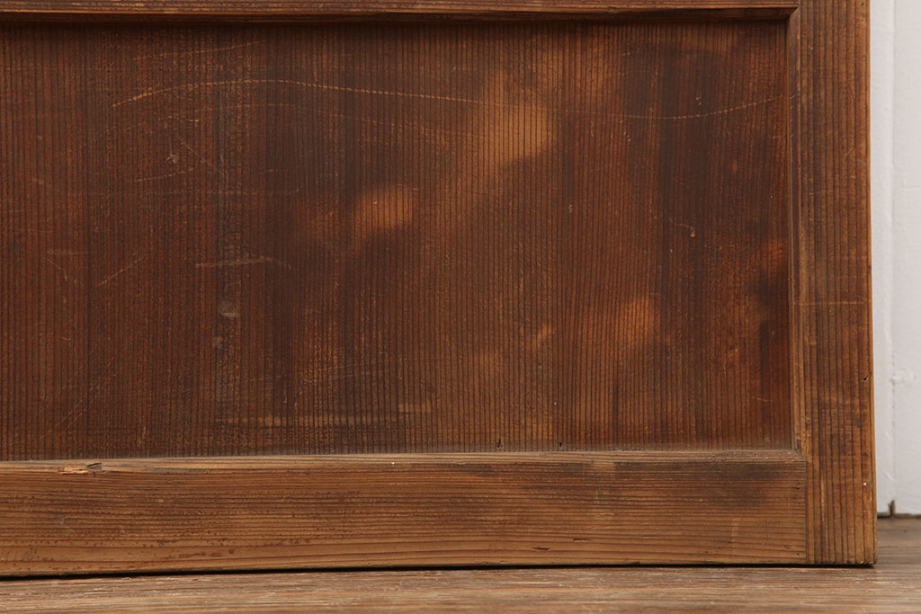 アンティーク建具　和製アンティーク　昭和初期　裏障子付き　上品な和の空間づくりにおすすめな格子戸2枚セット(ガラス帯戸、建具、引き戸)(R-037026)