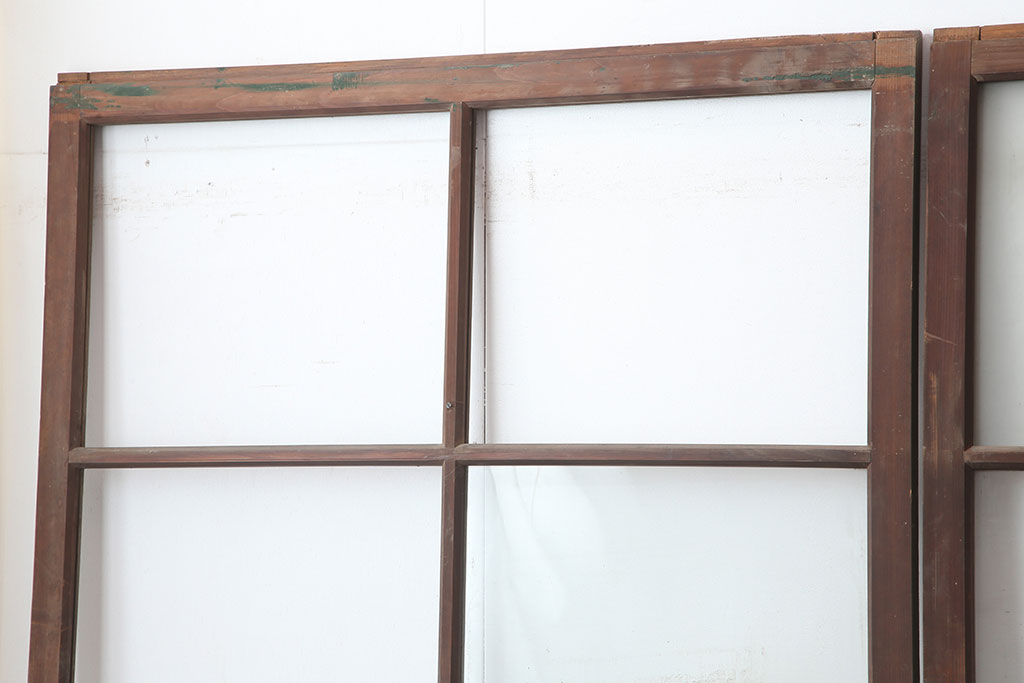 アンティーク建具　レトロ　背の高いガラス戸4枚セット(引き戸)(R-037028)