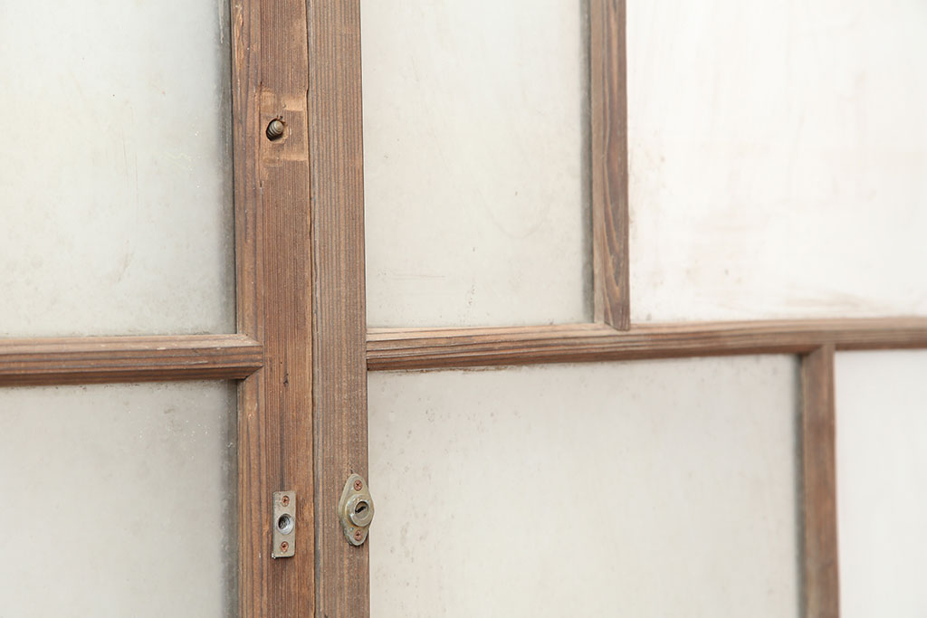 アンティーク建具　昭和初期　幅広いテイストにマッチするシンプルなガラス戸2枚セット(引き戸、建具)(R-037050)