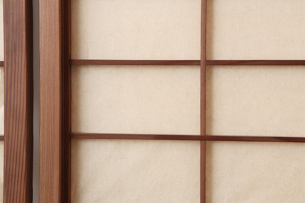 アンティーク建具　昭和初期　摺り上げ　風情あるインテリアにおすすめな雪見障子戸4枚セット(建具、引き戸)(R-037063)