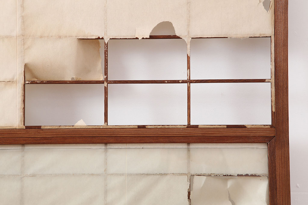 アンティーク建具　昭和初期　摺り上げ　風情あるインテリアにおすすめな雪見障子戸4枚セット(建具、引き戸)(R-037063)
