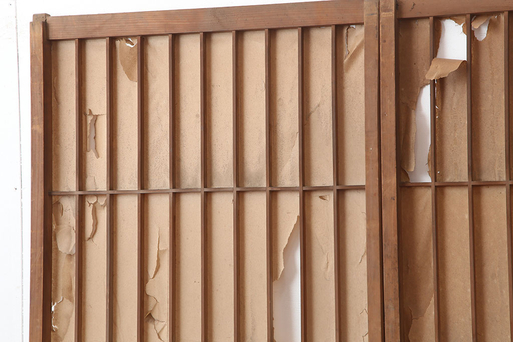 アンティーク建具　昭和初期　和モダンスタイルにおすすめな細身の障子戸3枚セット(引き戸、建具)(R-037074)