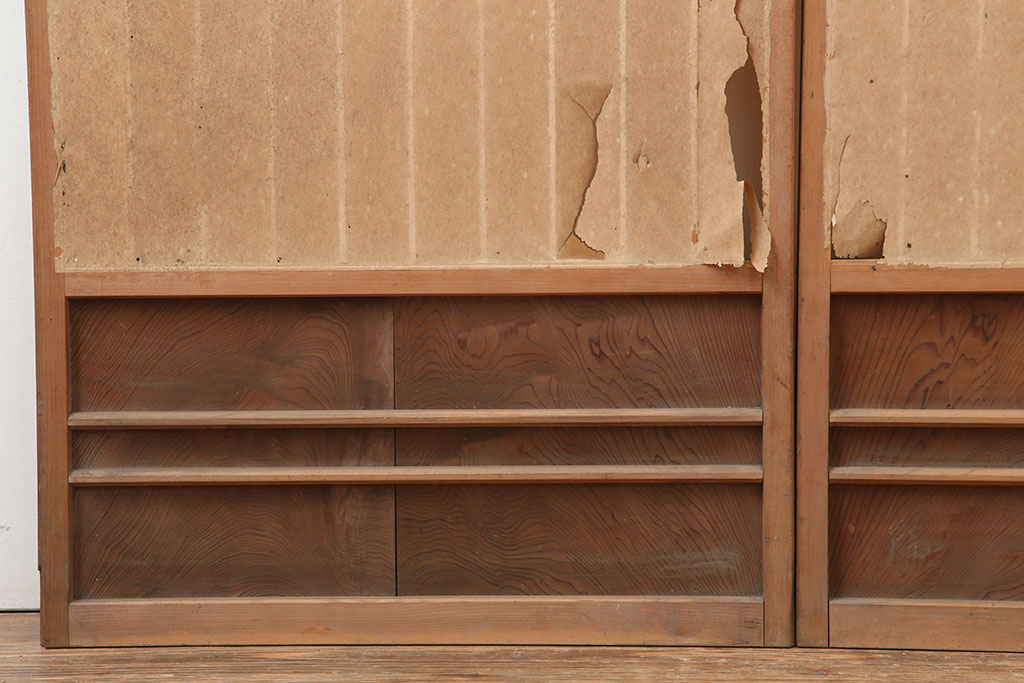 アンティーク建具　昭和初期　和モダンスタイルにおすすめな細身の障子戸3枚セット(引き戸、建具)(R-037074)