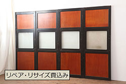 【セミオーダー家具実例】蔵戸に高品質リペアを施しました。ご希望のサイズにリサイズし、引手・鍵・吊り金具の取り付け。色味は当店のオーダー商品を参考に着色しました。(引き戸、玄関戸)