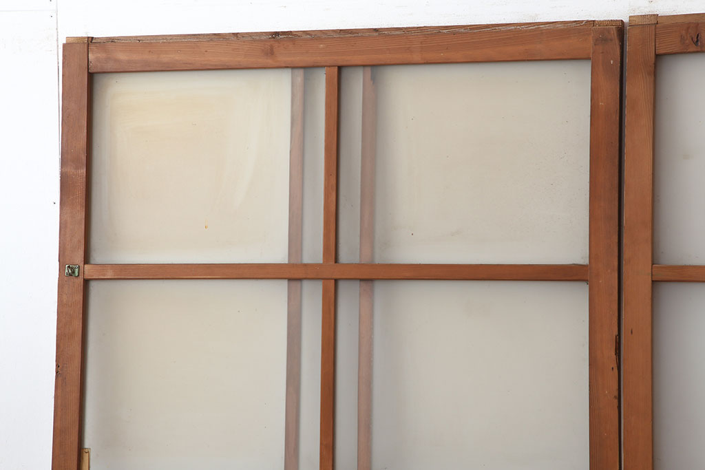 アンティーク建具　昭和中期　シンプルさが魅力のガラス戸2枚セット(引き戸、建具)(R-037088)