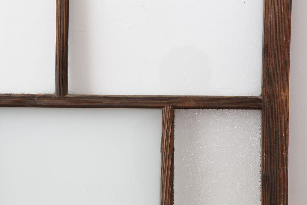 アンティーク建具　昭和初期　幅広いテイストにマッチするシンプルなガラス戸2枚セット(引き戸、建具)(R-037097)