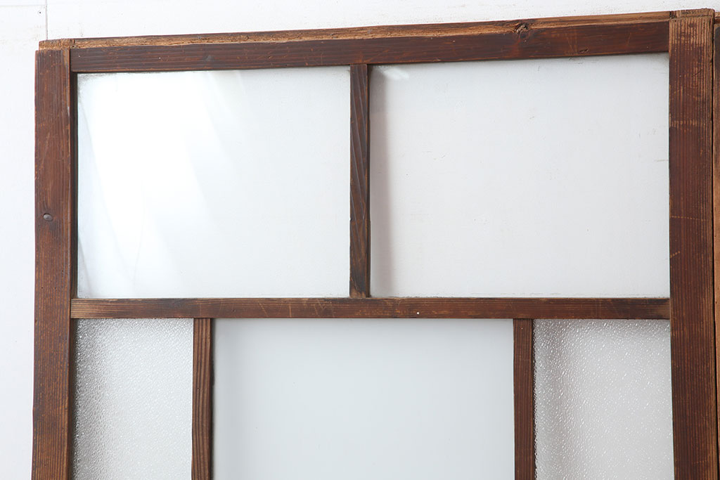 アンティーク建具　昭和初期　幅広いテイストにマッチするシンプルなガラス戸2枚セット(引き戸、建具)(R-037097)