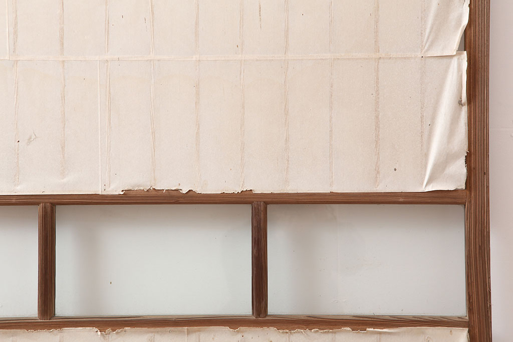 アンティーク建具　昭和初期　幅広の障子戸2枚セット(ガラス帯戸、引き戸、建具)(R-037099)