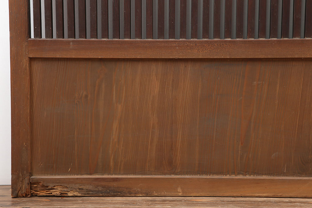 アンティーク建具　和製アンティーク　大正昭和初期　幅広　存在感抜群の格子戸2枚セット(引き戸、建具)(R-037101)