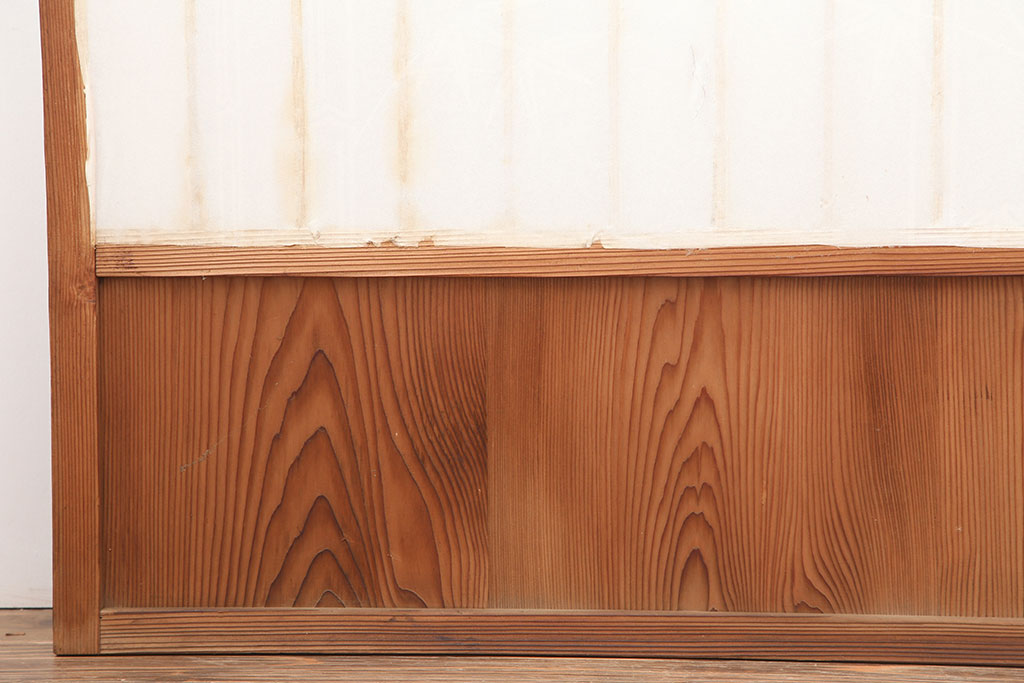 アンティーク建具　木味が魅力の縦額入り障子戸4枚セット(引き戸、建具)(R-037102)