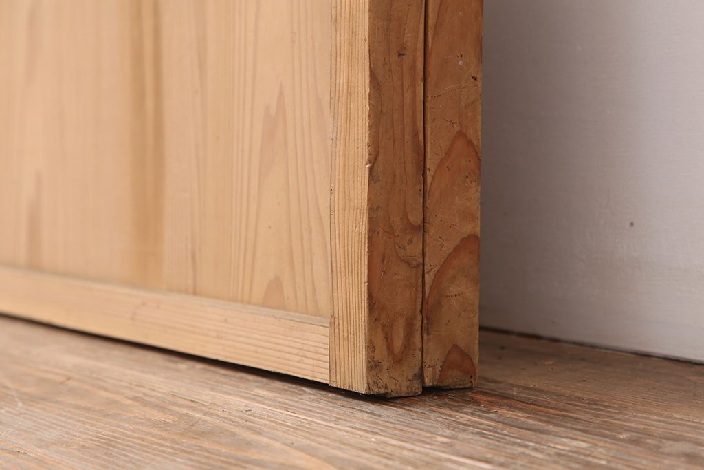 アンティーク建具　和製アンティーク　昭和初期　シンプルな木製フレームの障子戸2枚セット(建具、引き戸)(R-037109)