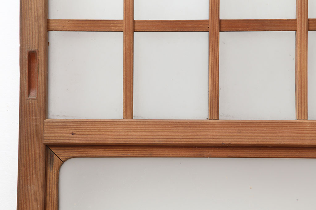 レトロ建具　昭和レトロ　昭和初期　懐かしい雰囲気のガラス戸2枚セット(窓、引き戸)(R-037123)