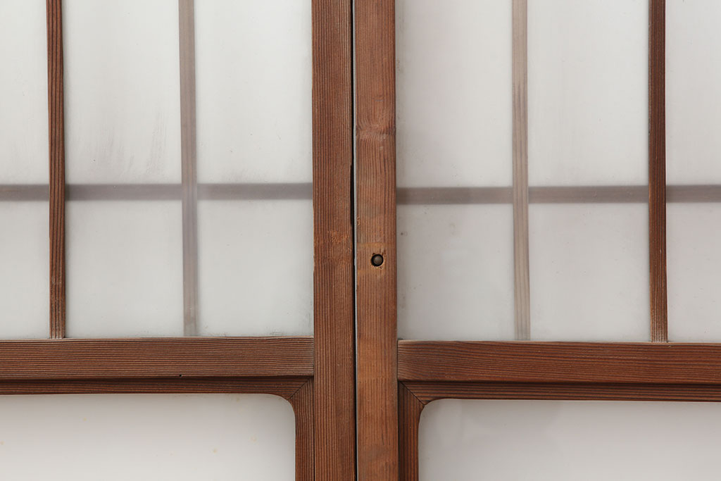 レトロ建具　昭和レトロ　昭和初期　懐かしい雰囲気のガラス戸2枚セット(窓、引き戸)(R-037123)