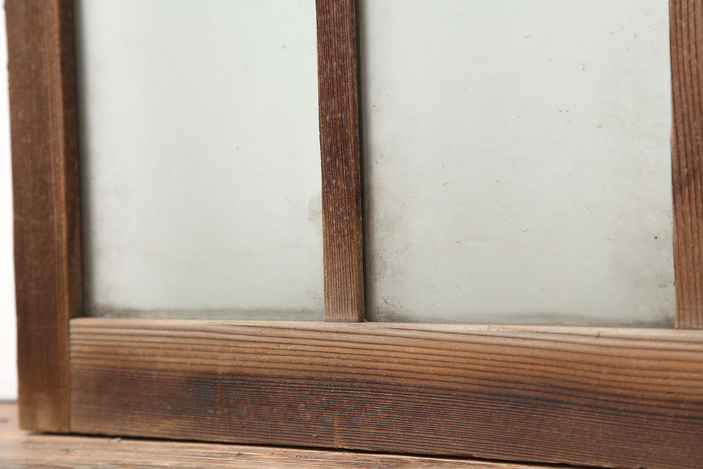 レトロ建具　昭和レトロ　昭和初期　シックなインテリアに馴染むガラス戸2枚セット(窓、引き戸、建具)(R-037124)