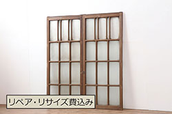 アンティーク建具　大正ロマン　ノスタルジックな雰囲気漂うガラス欄間1枚(窓、明り取り、明かり取り)(R-071542)