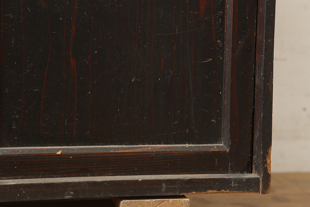 和製アンティーク　明治大正期　古作造り　長い年月を重ねた風合いが魅力の時代棚(戸棚、茶棚、収納棚)(R-037137)
