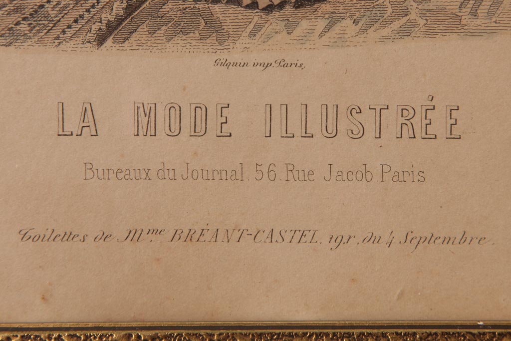 フランスアンティーク雑貨　La Mode Illustree　ファッションイラスト　アートフレーム(絵、ディスプレイ雑貨)(R-037143)