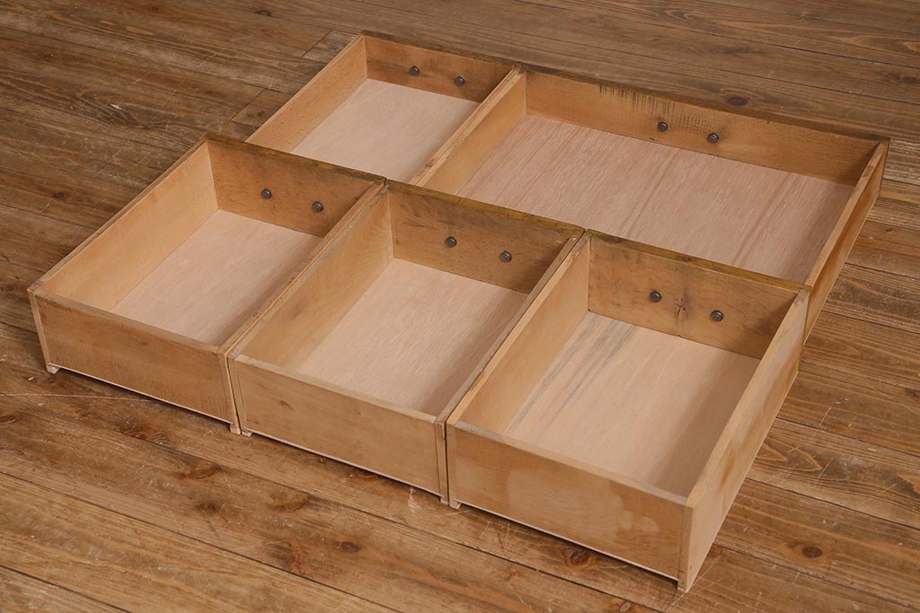 レトロ家具　ナラ材　シンプルで懐かしい片袖デスク(ワークデスク、在宅ワーク、在宅用、片袖机)(R-037169)