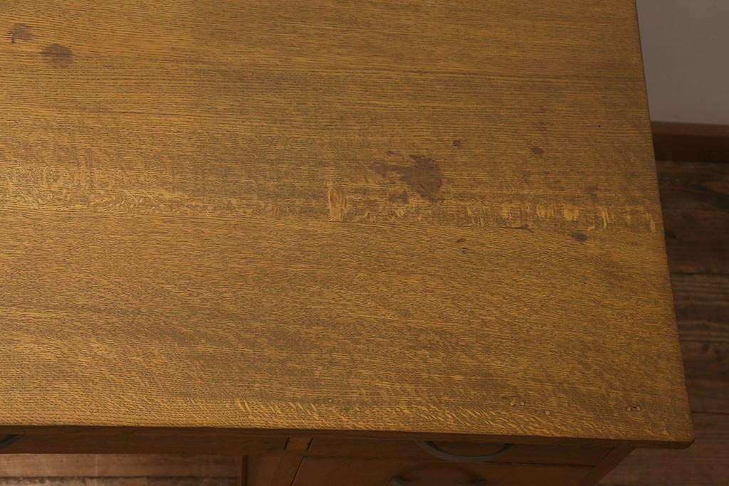 レトロ家具　ナラ材　シンプルで懐かしい片袖デスク(ワークデスク、在宅ワーク、在宅用、片袖机)(R-037169)