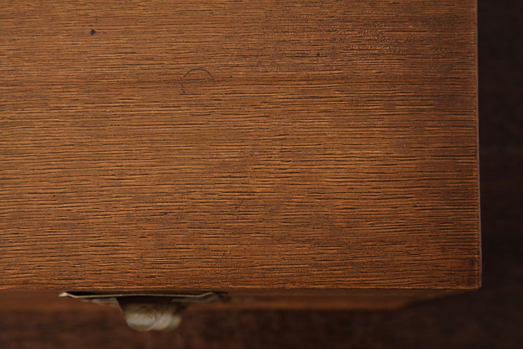 昭和レトロ家具　ナラ材　ネームプレート付き卓上サイズの小引き出し(小物収納)(R-037170)