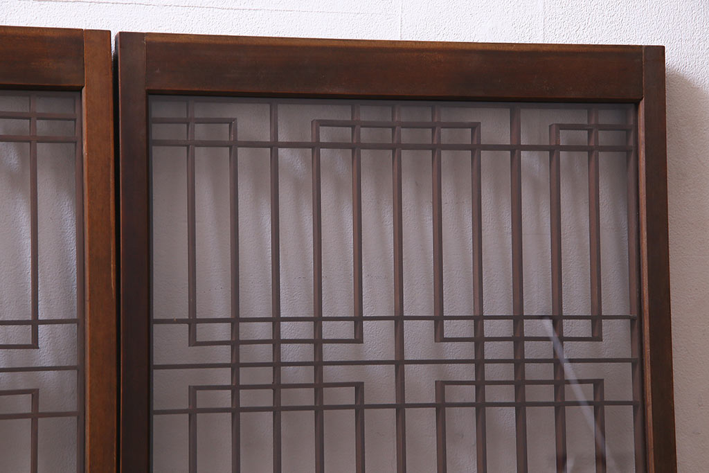 アンティーク家具　ラフジュ工房オリジナル　古建具リメイク　組子の引き戸がお洒落なキャビネット(書院戸、収納棚)