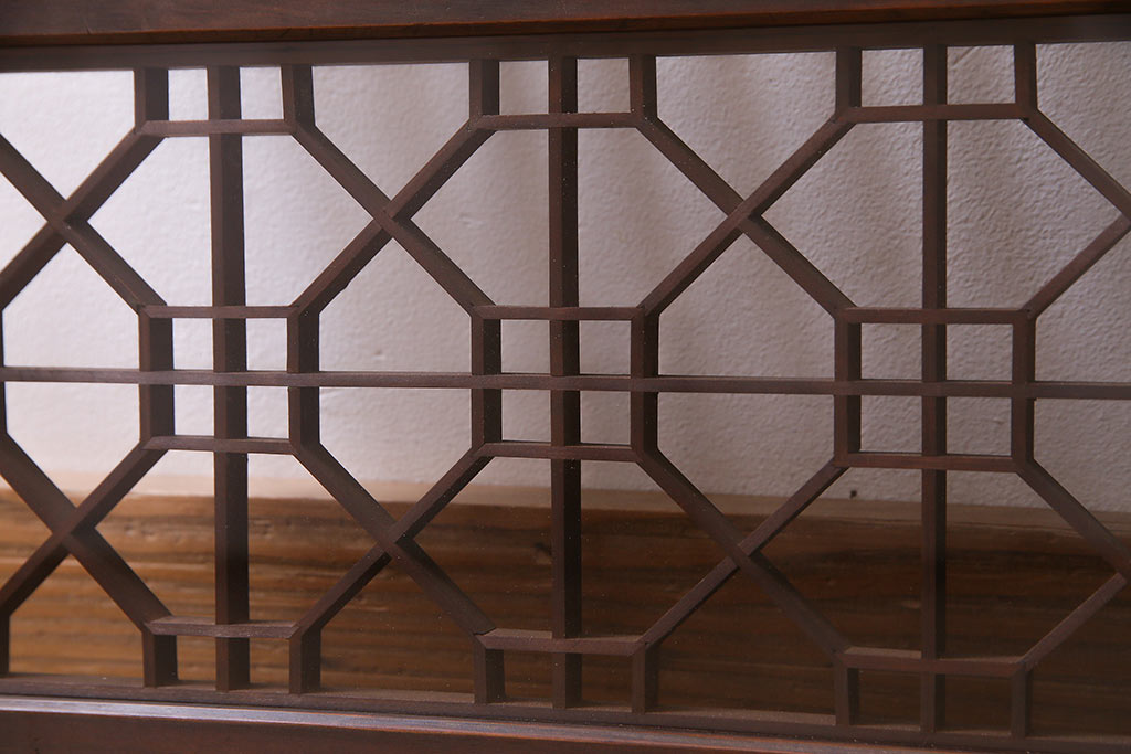 アンティーク家具　ラフジュ工房オリジナル　古建具リメイク　組子の引き戸がお洒落なキャビネット(書院戸、収納棚)