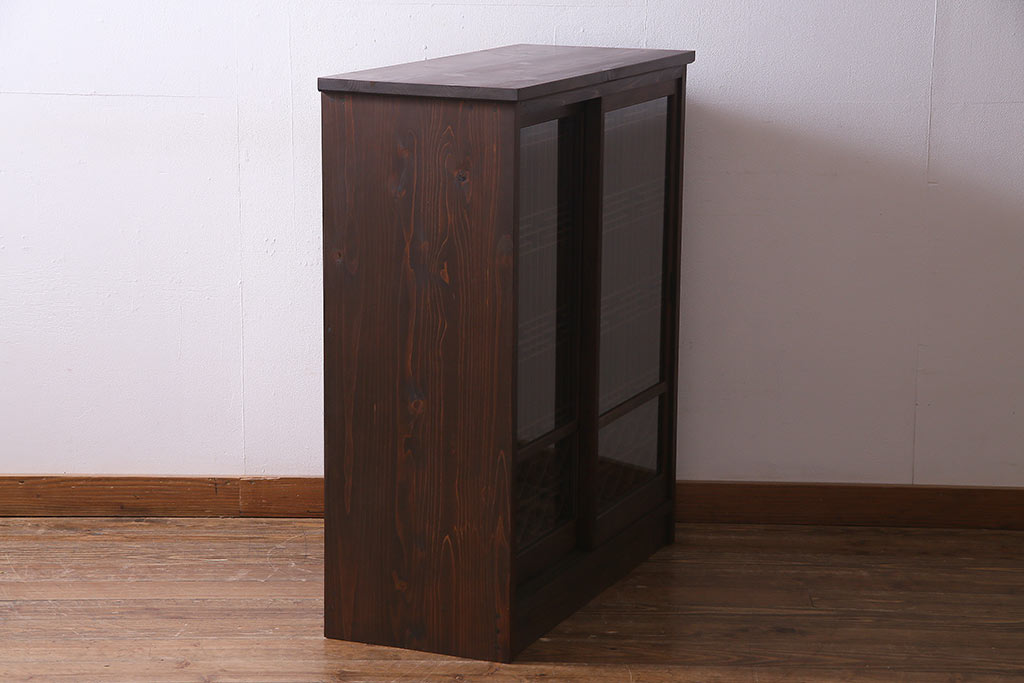 アンティーク家具　ラフジュ工房オリジナル　古建具リメイク　組子の引き戸がお洒落なキャビネット(書院戸、収納棚)