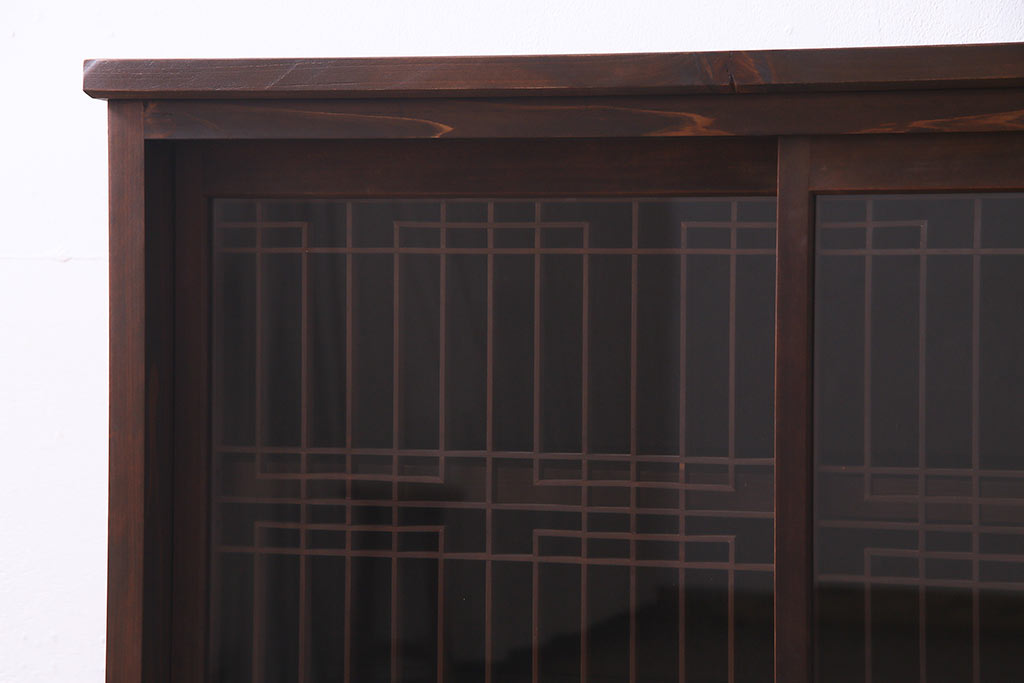 アンティーク家具　ラフジュ工房オリジナル　古建具リメイク　組子の引き戸がお洒落なキャビネット(書院戸、収納棚)