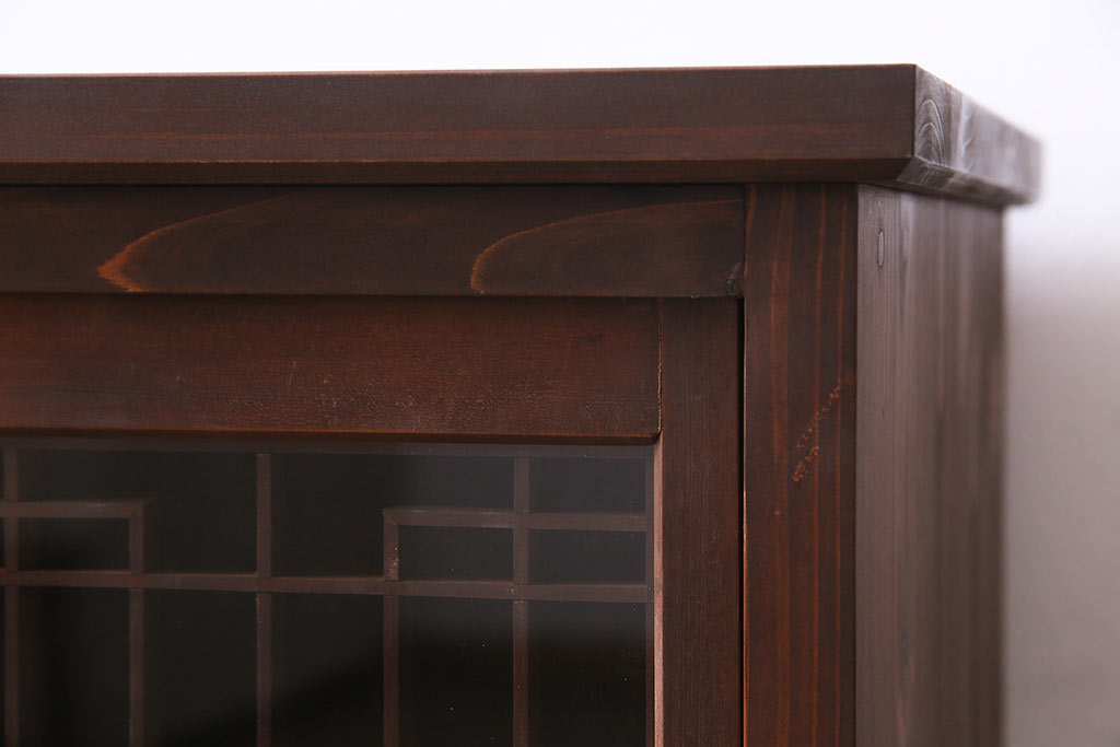 アンティーク家具　ラフジュ工房オリジナル　古建具リメイク　組子の引き戸がお洒落なキャビネット(書院戸、収納棚)