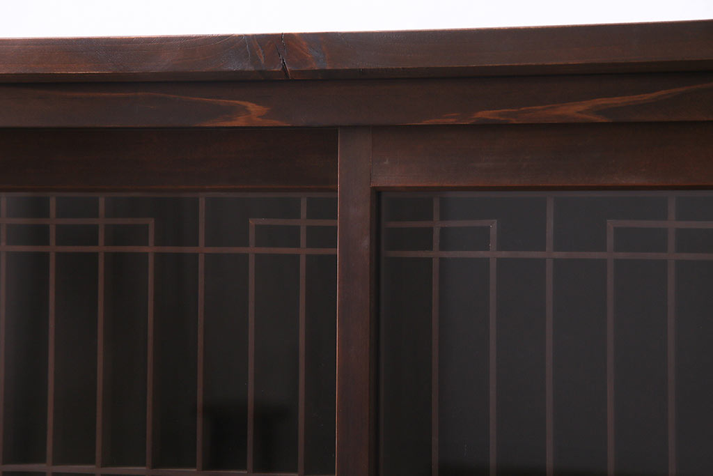アンティーク家具　ラフジュ工房オリジナル　古建具リメイク　組子の引き戸がお洒落なキャビネット(書院戸、収納棚)