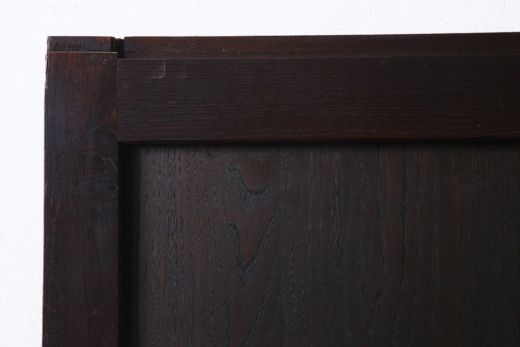 アンティーク建具　明治期　ケヤキ材・栗材　しっとりとした雰囲気漂う上手物の板戸2枚セット(建具、引き戸)