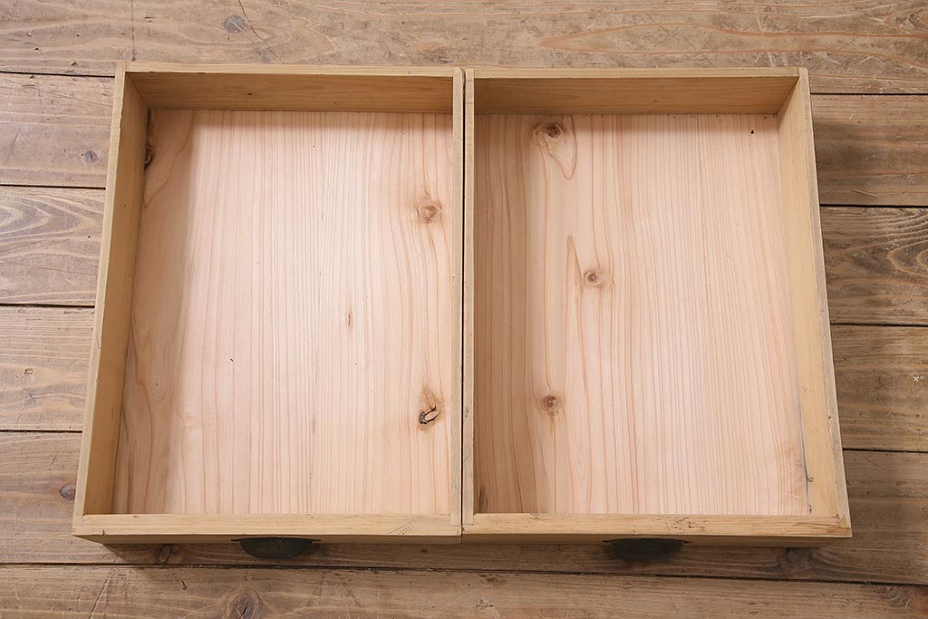 アンティーク家具　昭和初期　ストリップド(剥離)　ヒノキ材　和洋折衷な文机(ローテーブル)(R-037205)