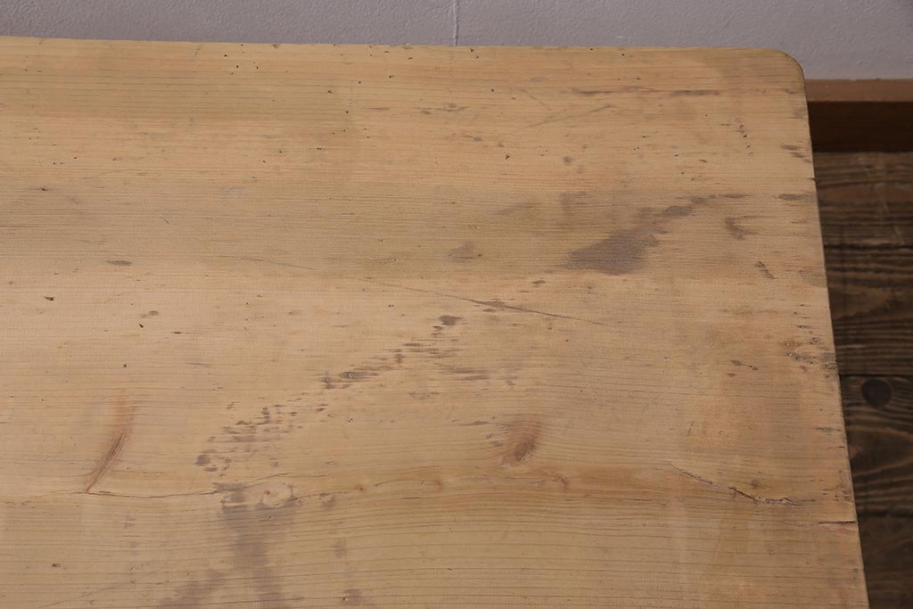 アンティーク家具　昭和初期　ストリップド(剥離)　ヒノキ材　和洋折衷な文机(ローテーブル)(R-037205)