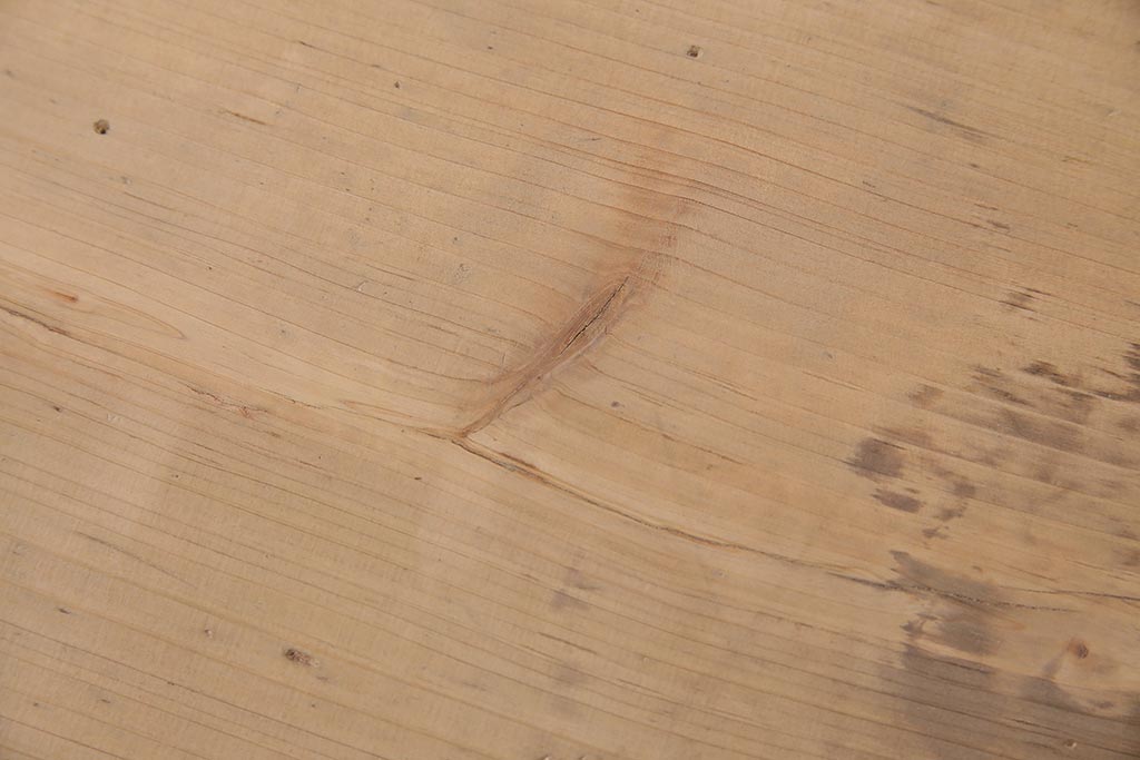 アンティーク家具　昭和初期　ストリップド(剥離)　ヒノキ材　和洋折衷な文机(ローテーブル)(R-037205)